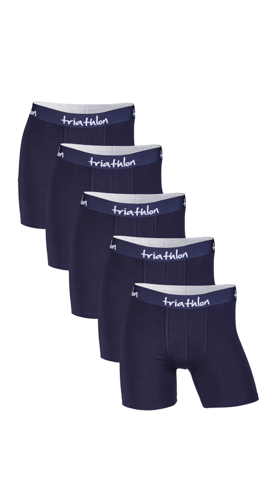 Bambus boxer shorts navy pakke (5 stk) - Triathlon Boxershorts