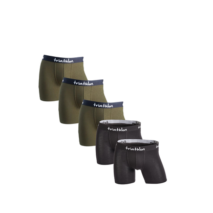 Bambus boxer shorts armygrønn & sort pakke (5 stk)
